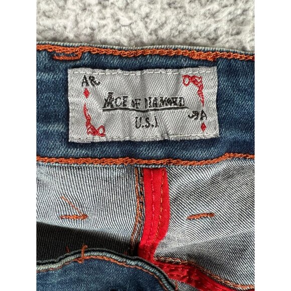 Ace of Diamond Western Bootcut Cowboy Distressed Jeans Men's 30x31 Blue Rodeo - Picture 8 of 11